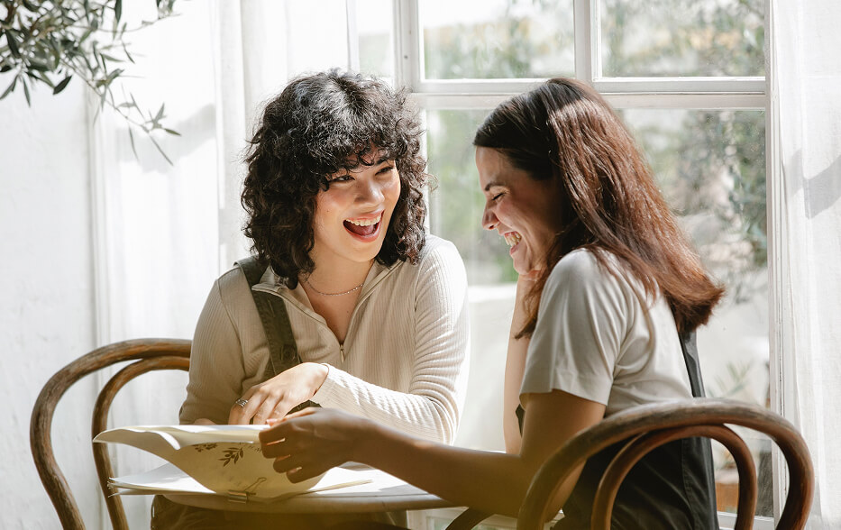 mother and daughter talking