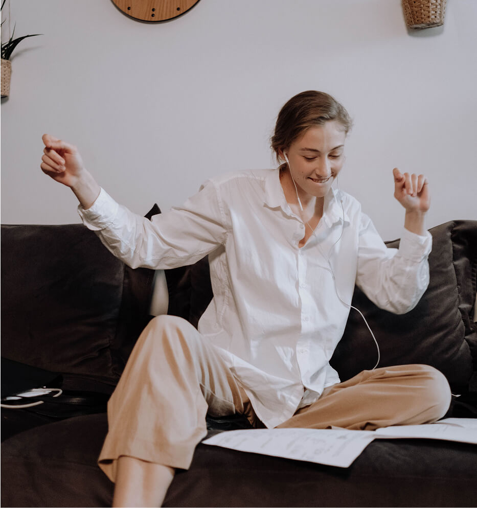 woman looking at document