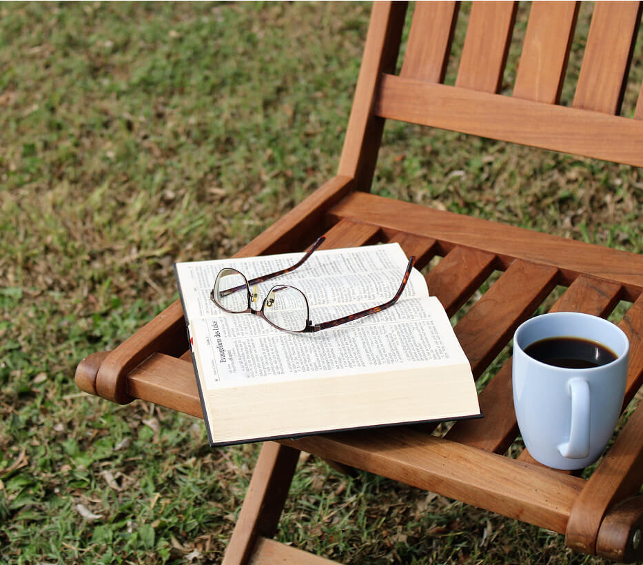 book on a patio chair