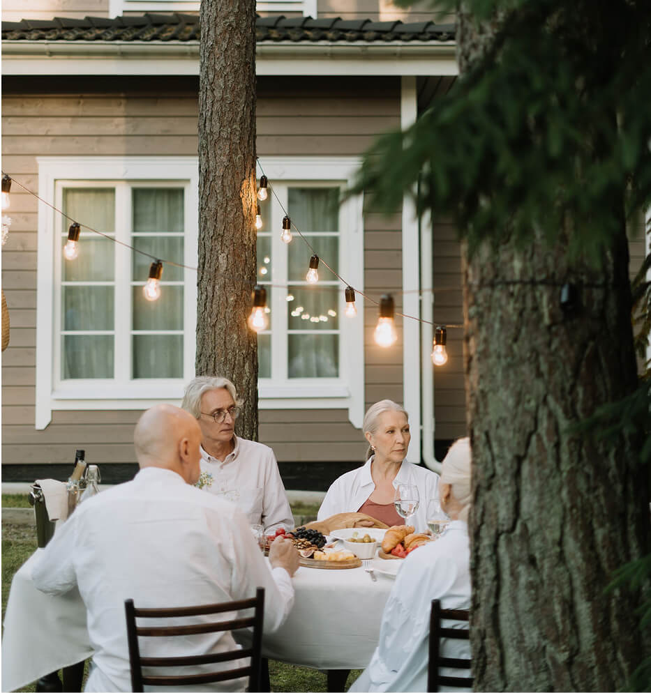 people eating outside