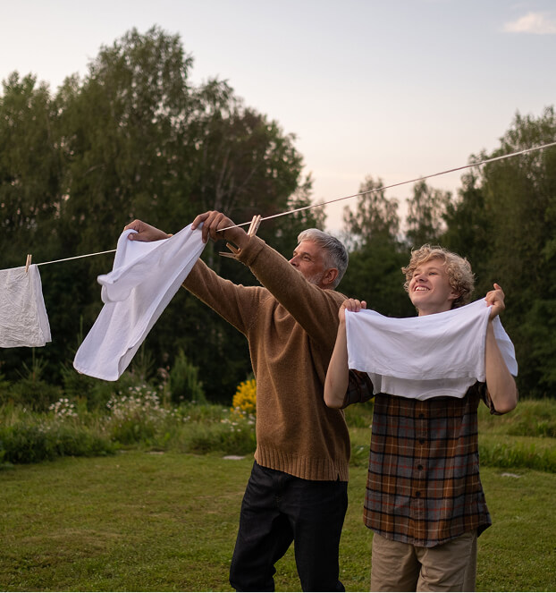 hanging clothes to dry